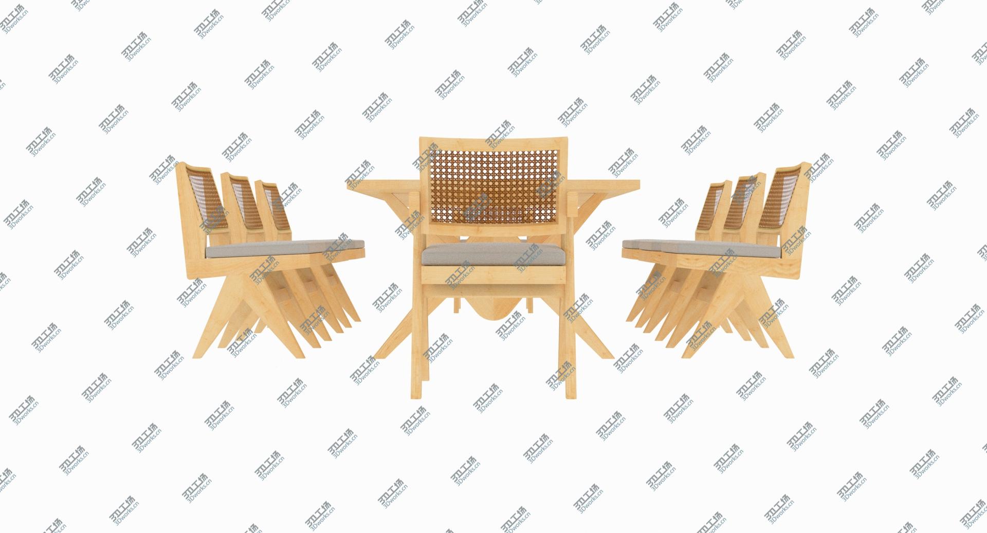 images/goods_img/202105073/Cassina Jeanneret Capitol Complex Table with Office Chair and Clear Chair with Cushions Set 3D model/4.jpg